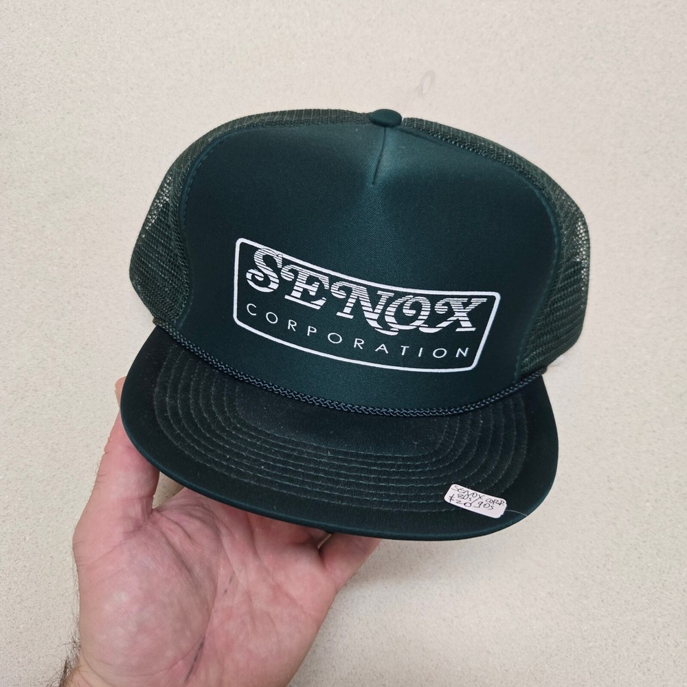 Vintage Senox Corporation Trucker Hat 1980s Promo Green Mesh Cap Snapback‎